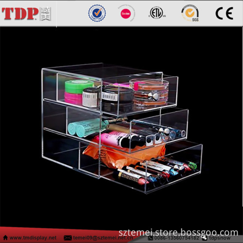 deluxe wholesale clear 3 tier acrylic drawer storage organizer for makeup&cosmetic
